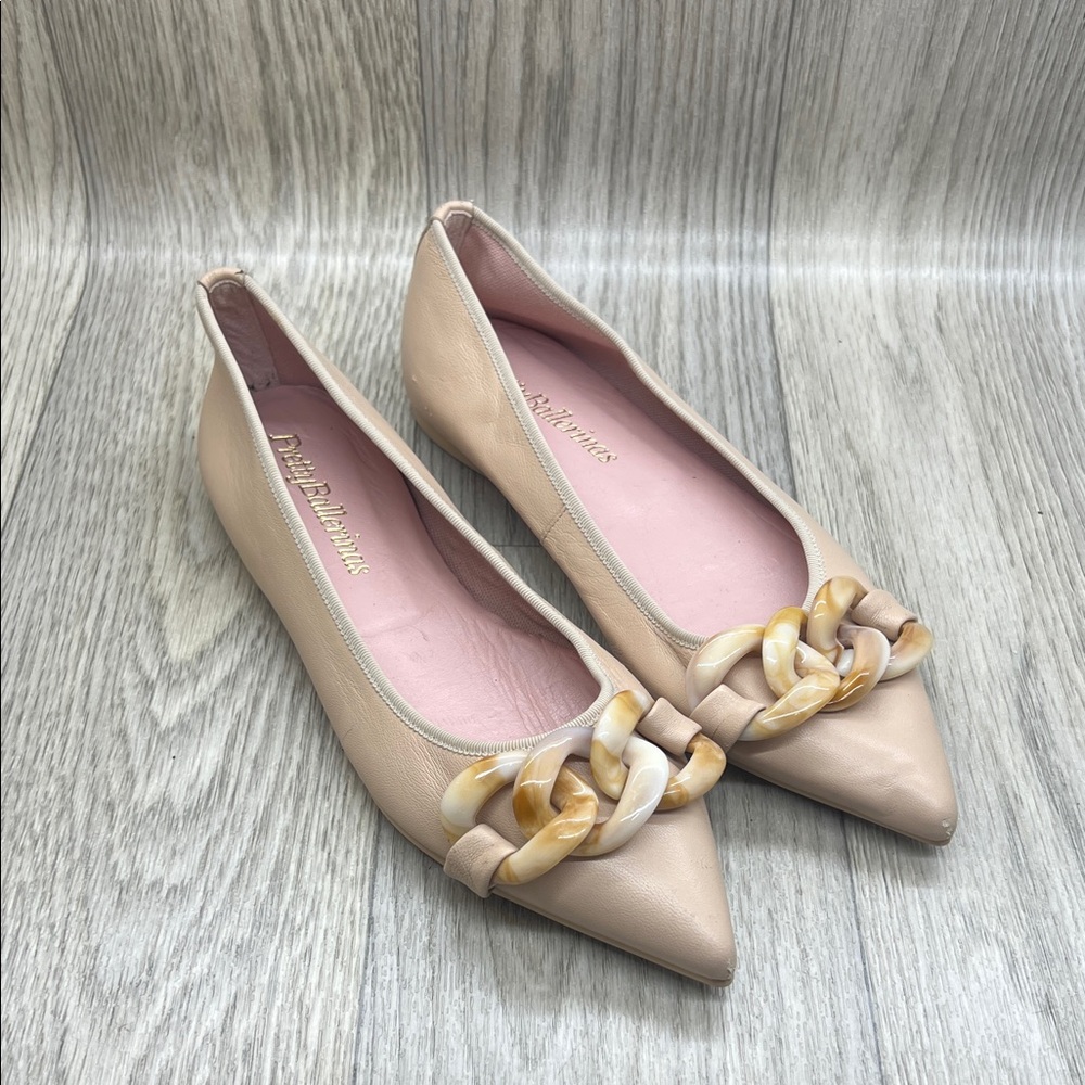 Pretty Ballerinas Nude Chain Detail Flats